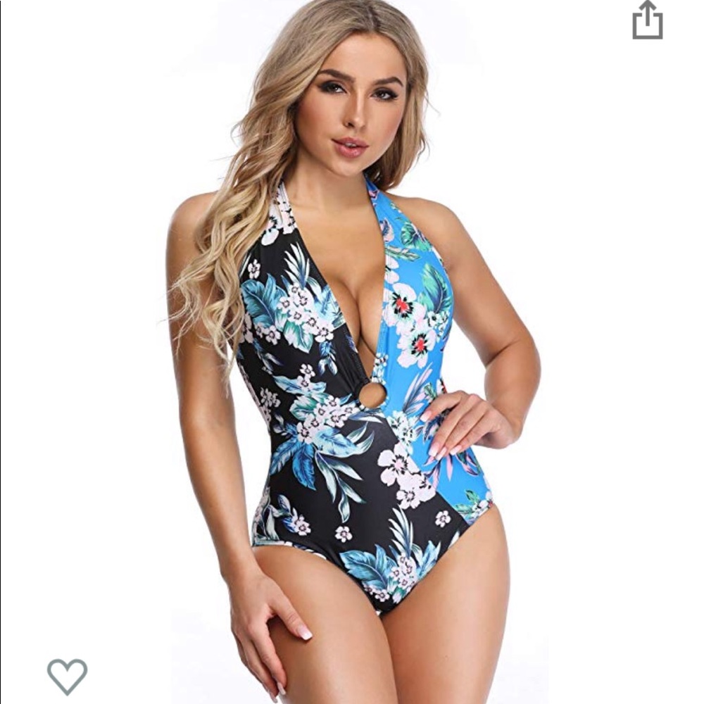 Floral halter one piece
